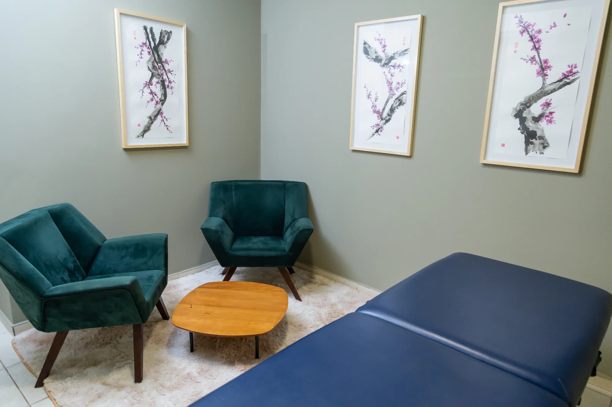 Sala de escuta clínica do Espaço Cor, com poltronas e luz suave